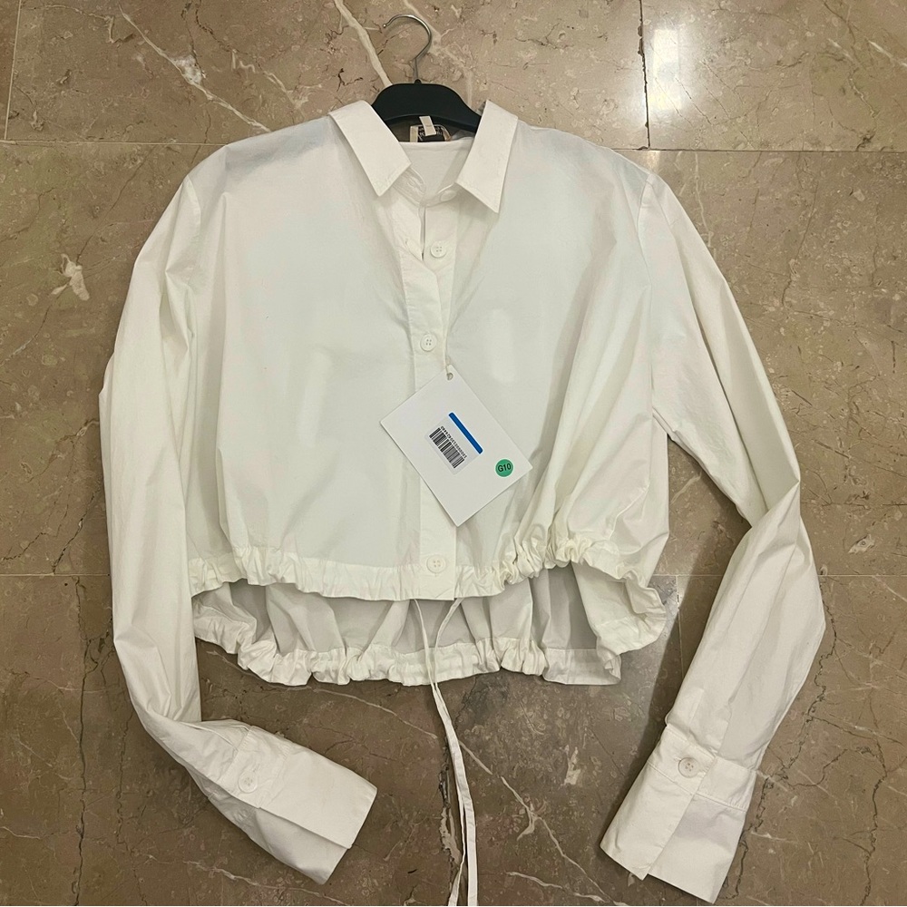 Brand New “Her Shirt” Cropped Cotton Poplin Shirt